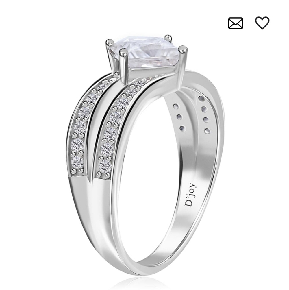 ๐๏ธ๐ Moissanite Bypass Band Ring in Rhodium Over Sterling Silver ( Size 6.0)๐ - Picture 4 of 16
